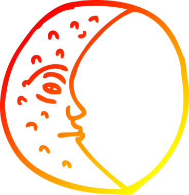 Bir insan tarafından çizilmiş hilal şeklindeki çizgi film çizimi.