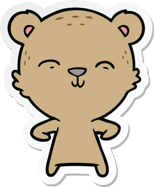 Bir insan tarafından çizilmiş mutlu çizgi film ayısının çıkartması.