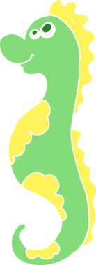Bir insan tarafından çizilmiş düz renkli karton deniz atı.