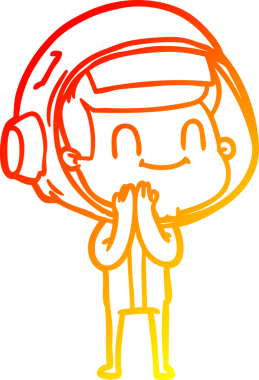 Bir insan tarafından çizilmiş mutlu bir astronotun sıcak çizgi çizimi