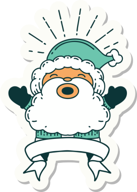 Bir insan tarafından çizilmiş dövme stili Noel Baba karakterinin çıkartması.