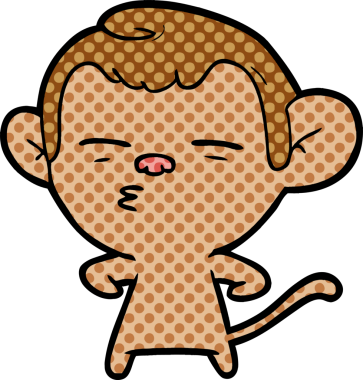 bir insan tarafından çizilmiş şüpheli maymun çizgi filmi