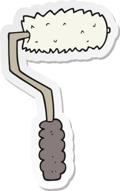 Bir insan tarafından çizilmiş karikatür boya silindiri.