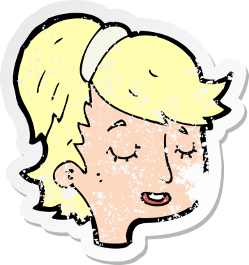 Bir insan tarafından çizilmiş bir karikatürün gerilimli retro yapıştırması.