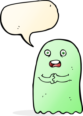 Bir insan tarafından çizilmiş komik bir çizgi film hayaleti.