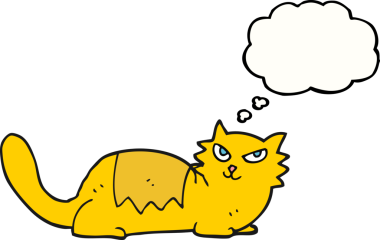 Bir insan tarafından çizilmiş serbest çizim baloncuk çizgi film kedisi.