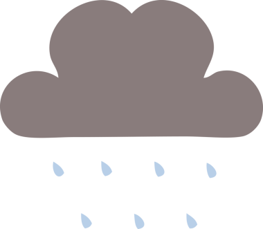 Bir insan tarafından çizilen fırtına bulutunun düz renkli retro karikatürü