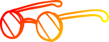 Bir insan tarafından çizilmiş yuvarlak gözlüklerin sıcak çizgi çizimi