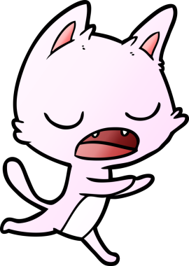 Bir insan tarafından çizilmiş konuşan kedi çizgi filmi.