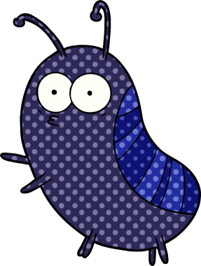 Bir insan tarafından çizilmiş komik karikatür böceği.