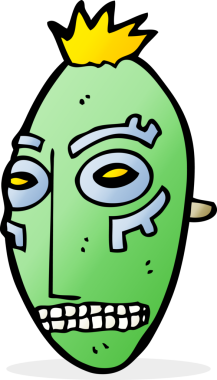 Bir insan tarafından çizilmiş kabile maskesi.