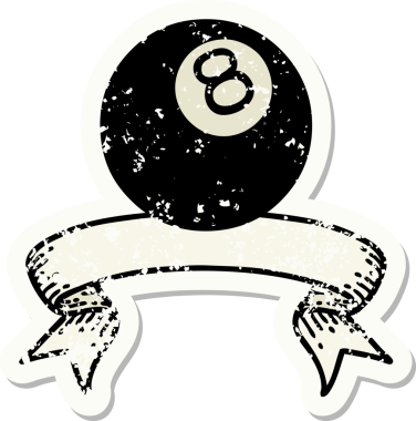 Bir insan tarafından çizilmiş 8 toplu eski bir etiket