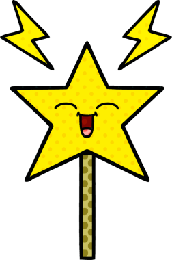 Bir insan tarafından çizilmiş sihirli değnek çizgi romanı.