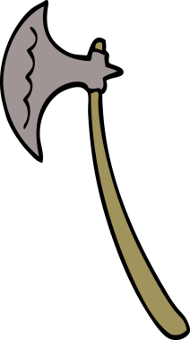 Bir insan tarafından çizilmiş ortaçağ baltası.