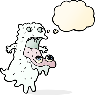 Düşünce baloncuğu bir insan tarafından çizilmiş iğrenç bir hayalet.