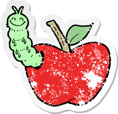 Bir insan tarafından çizilmiş bir elma karikatürünün gerilimli yapıştırması.