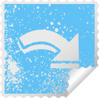 Bir insan tarafından çizilmiş işaretli okun kare soyma etiketi.