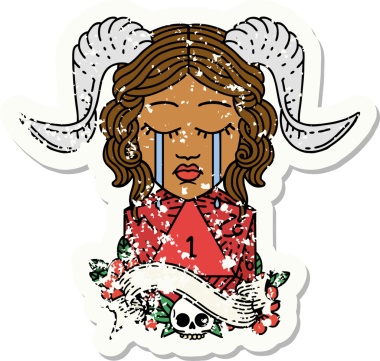 Retro Dövme Biçimi Ağlama Ağlama Doğal bir D20 zar atışıyla bir insan tarafından çizilmiş