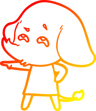 Bir insan tarafından çizilmiş bir filin sıcak çizgi çizimi