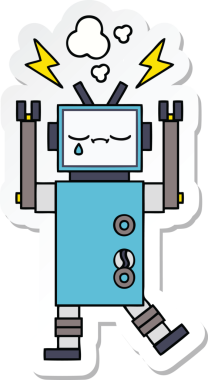 Bir insan tarafından çizilmiş şirin çizgi film robotunun çıkartması.