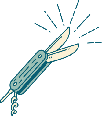 Bir insan tarafından çizilmiş geleneksel dövme katlama bıçağının çizimi