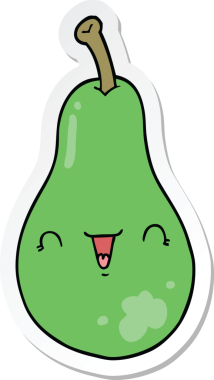 Bir insan tarafından çizilmiş karikatür armudu çıkartması.