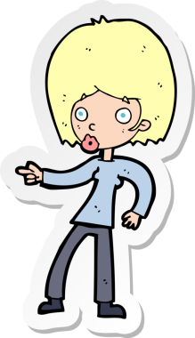 Bir insan tarafından çizilmiş bir karikatür kadının çıkartması.