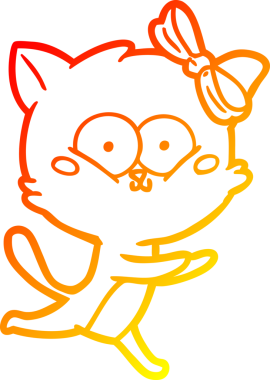 Bir insan tarafından çizilmiş çizgi film kedisinin sıcak çizgi çizimi