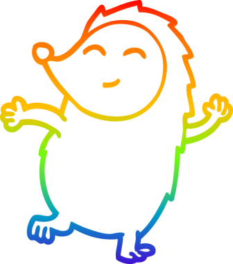 gökkuşağı gradyan çizgi çizimi Mutlu kirpi bir insan tarafından çizilmiş