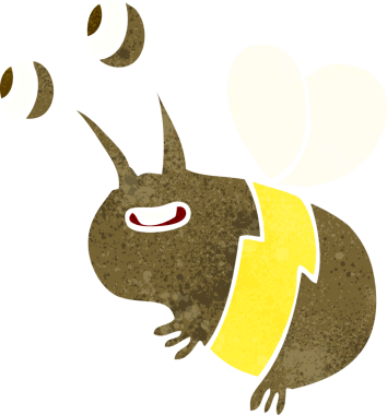 Bir insan tarafından çizilmiş mutlu bir arı.