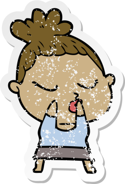 Bir insan tarafından çizilmiş sakin bir karikatür çıkartması.