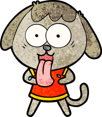 Bir insan tarafından çizilmiş şirin bir çizgi film köpeği.