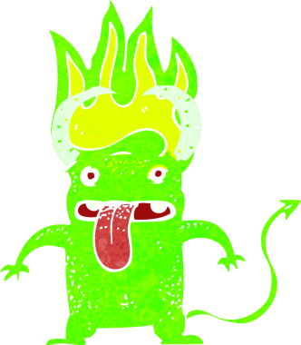 Bir insan tarafından çizilmiş küçük şeytan.