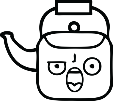 Bir insan tarafından çizilmiş bir çaydanlığın çizgi çizimi