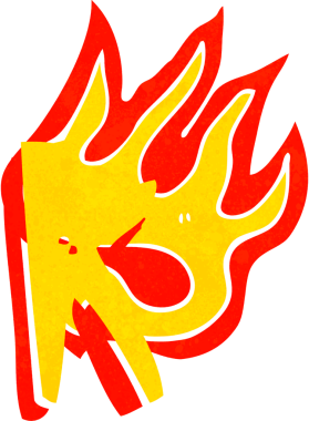 Bir insan tarafından çizilmiş yanan bir karikatür.