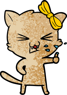 Bir insan tarafından çizilmiş çizgi film kedisi.