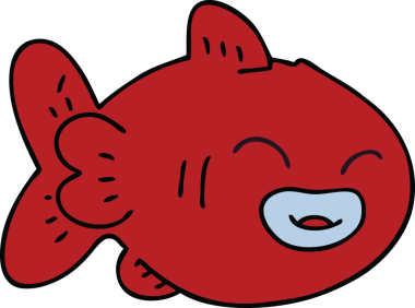 Bir insan tarafından çizilmiş garip bir karikatür balığı.