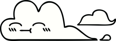 Bir insan tarafından çizilmiş beyaz bir bulutun sevimli karikatürü.