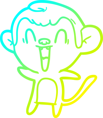 Bir insan tarafından çizilmiş gülen maymun çizgi çizimi.