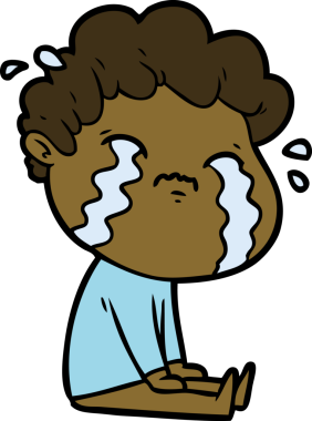 Bir insan tarafından çizilmiş ağlayan çizgi film adamı.