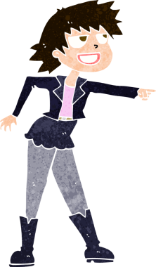 Bir insan tarafından çizilmiş çizgi film kadını.