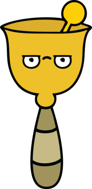 Bir insan tarafından çizilmiş sevimli bir okul çanı karikatürü.