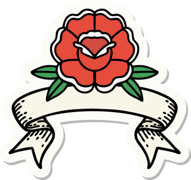 Bir insan tarafından çizilmiş çiçek pankartıyla dövme stili