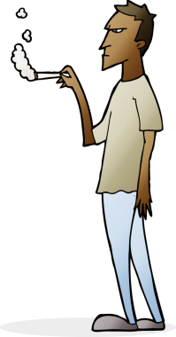 Bir insan tarafından çizilmiş kızgın bir sigara tiryakisi.