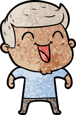 Bir insan tarafından çizilmiş gülen çizgi film adamı.