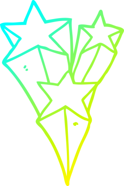 Bir insanın çizdiği kayan yıldızların soğuk çizgi çizimi.