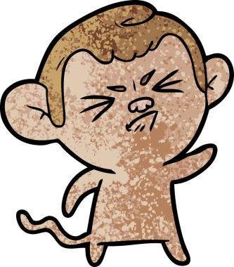 Bir insan tarafından çizilmiş kızgın maymun çizgi filmi.