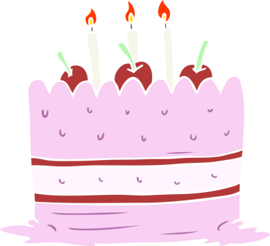 Bir insan tarafından çizilmiş düz renkli çizgi film pastası