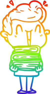 Gökkuşağı gradyanı çizimi bir insan tarafından çizilmiş heyecanlı bir çizgi film