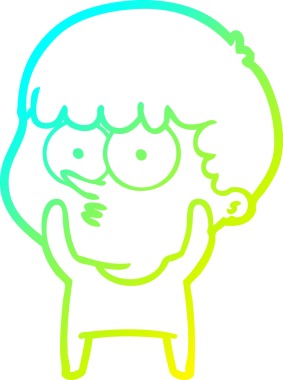 Bir çizgi film karakteri çizen soğuk gradyan bir insan tarafından çizilmiş meraklı çocuk.